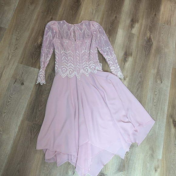 Stunning NWT Vintage Cachet by Bari Protas Dusty Rose Embroidered Dress size 7/8 - Picture 4 of 8
